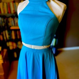 Bright aqua two-piece skirt & halter set - NWT